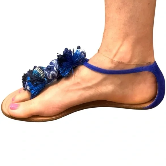 Aquazzura NWOT Blue Beaded Women's Sandals - Picture 3 of 6